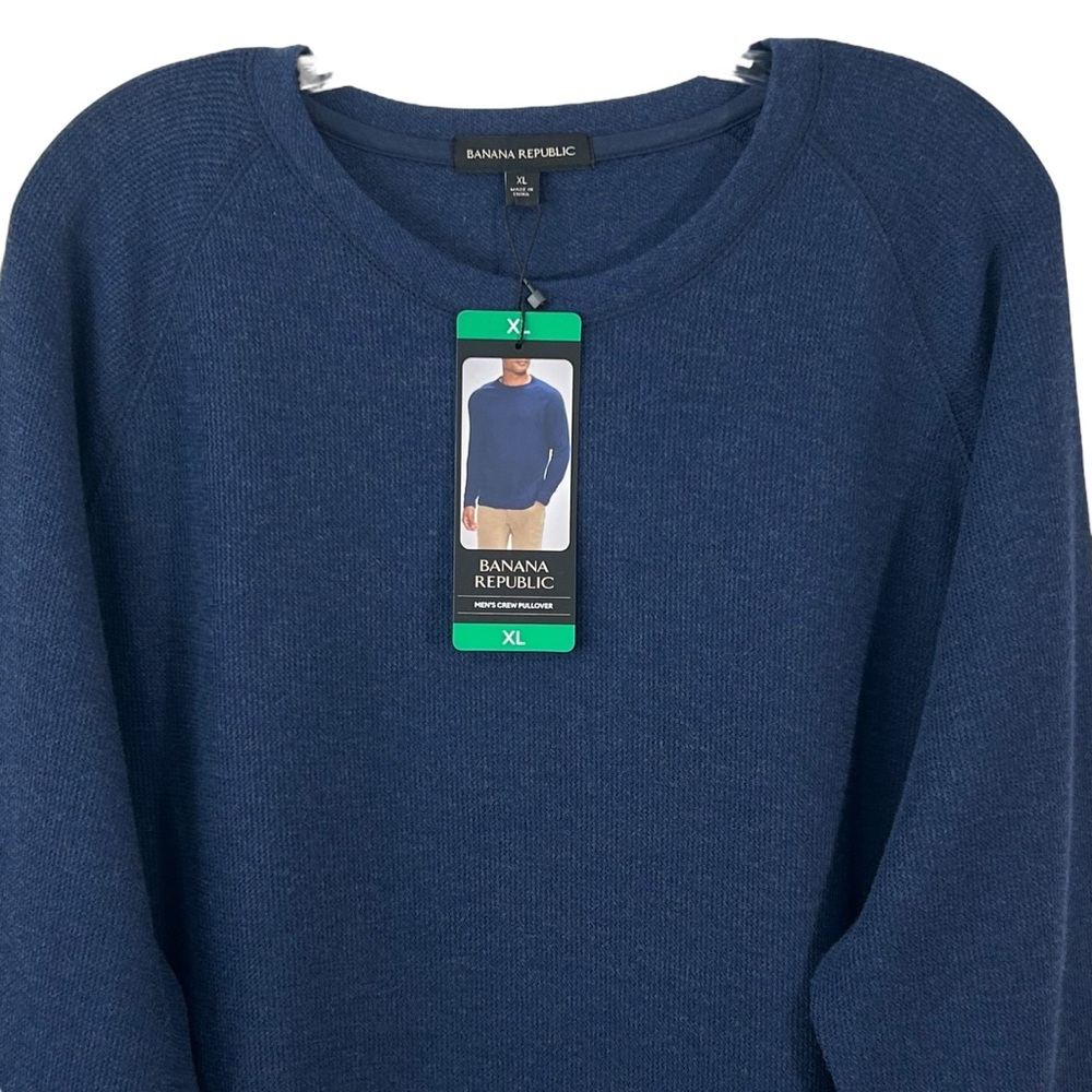Banana Republic Men’s Crew Pullover Sweater Navy Blue size XL - Picture 2 of 7